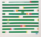 green vinyl stripes. tape collage, 45 x 41 cm