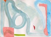 Rose-en-Lichtblauwe - gouache/collage - 140 x 100cm