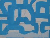 blauw patroon - gouache/collage - 40 x 30cm